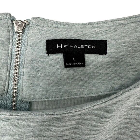 H By Halston Tunic Top 3/4 Sleeves Light Green Womens L Zipper Detail Round Neck - Picture 6 of 7
